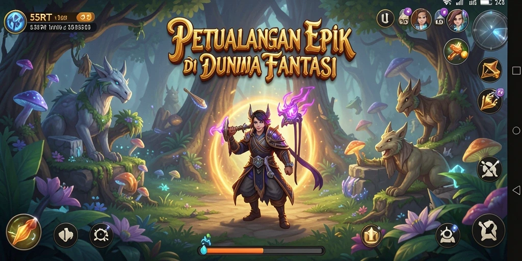 Tampilan gameplay RPG yang memukau di 55RT.