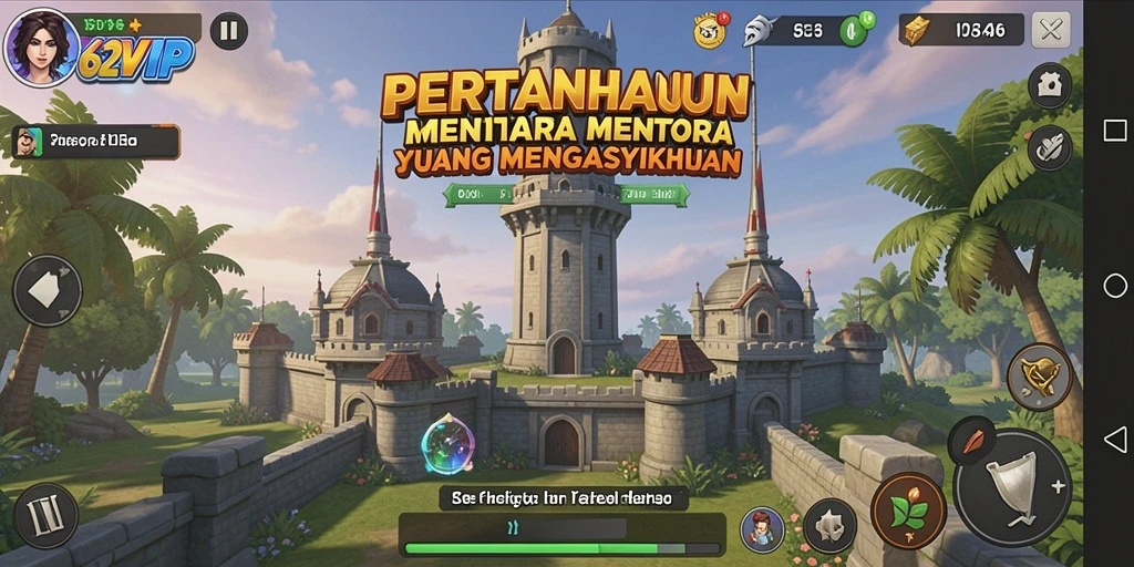 Tampilan seru gameplay Tower Defense 62VIP dengan menara dan musuh beraksi.