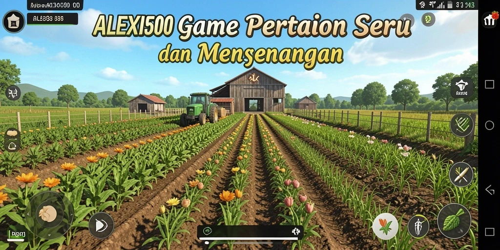 Tampilan gameplay pertanian ALEXIS500 yang menarik dan interaktif.