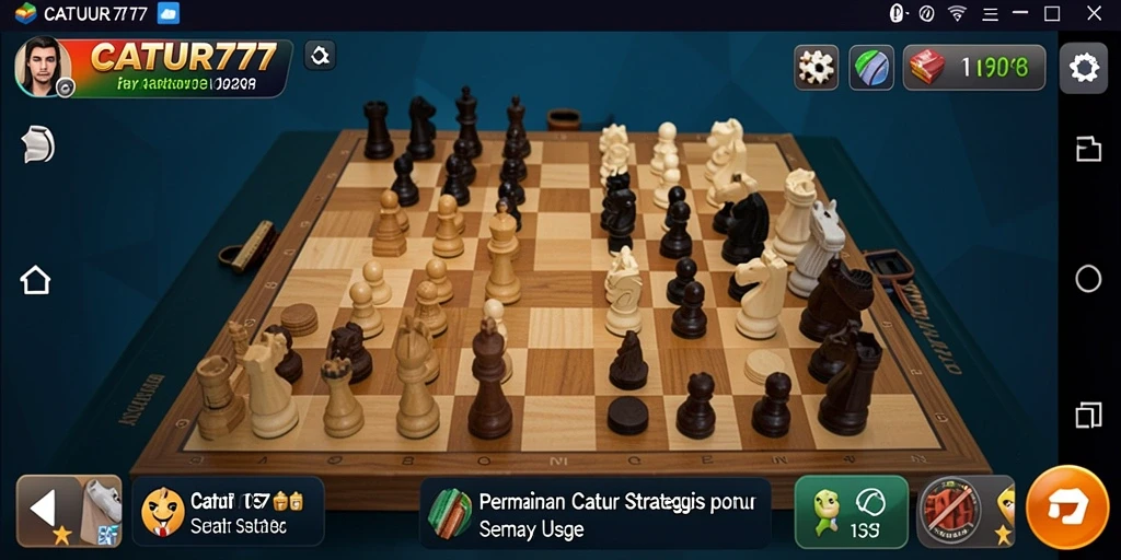 Screenshot utama CATUR777 menampilkan momen intens dalam permainan catur.