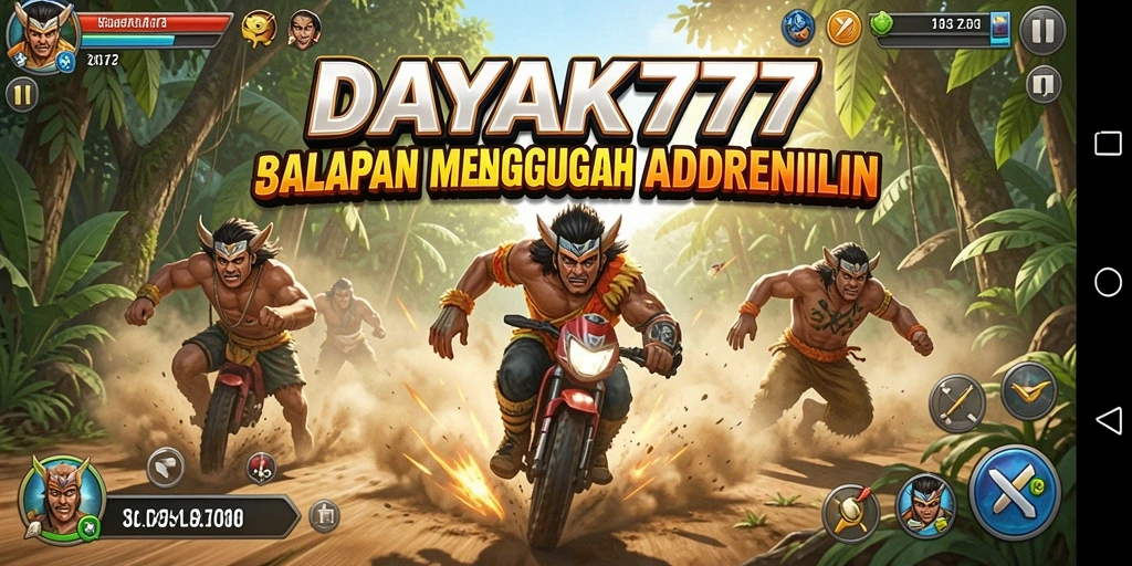 Screenshot utama DAYAK777 yang menampilkan balapan mendebarkan di lintasan.