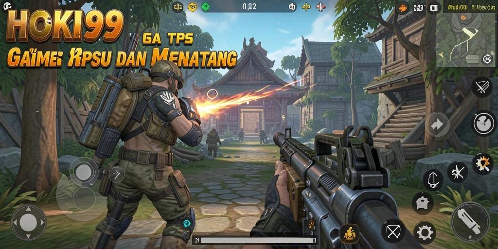 Tampilan aksi mendebarkan dari game HOKI99 dalam mode TPS.