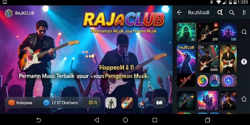 Tampilan gameplay RAJACLUB dengan berbagai fitur musik menarik.