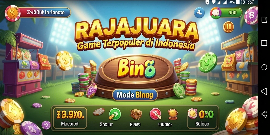 Tampilan gameplay seru dari RAJAJUARA yang penuh aksi dan tantangan bingo.
