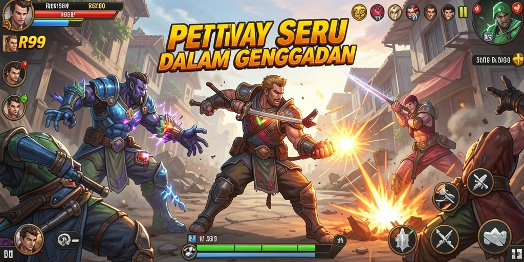 Tampilan seru dari gameplay RP99 dengan pertarungan mendebarkan.