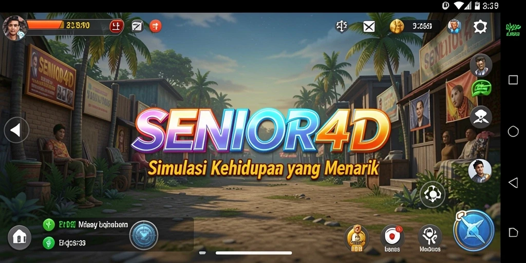 Screenshot dari gameplay SENIOR4D yang interaktif.